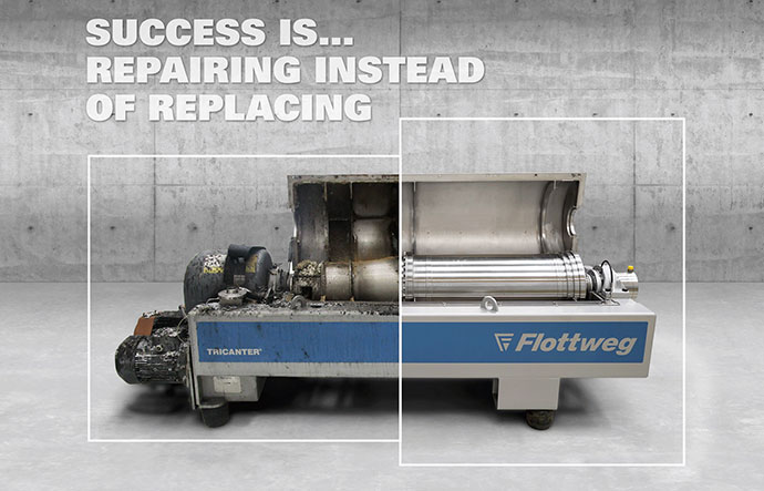 repairing-instead-of-replacing La réparation plutôt que le remplacement, c'est ce qui rend le service Flottweg si unique.